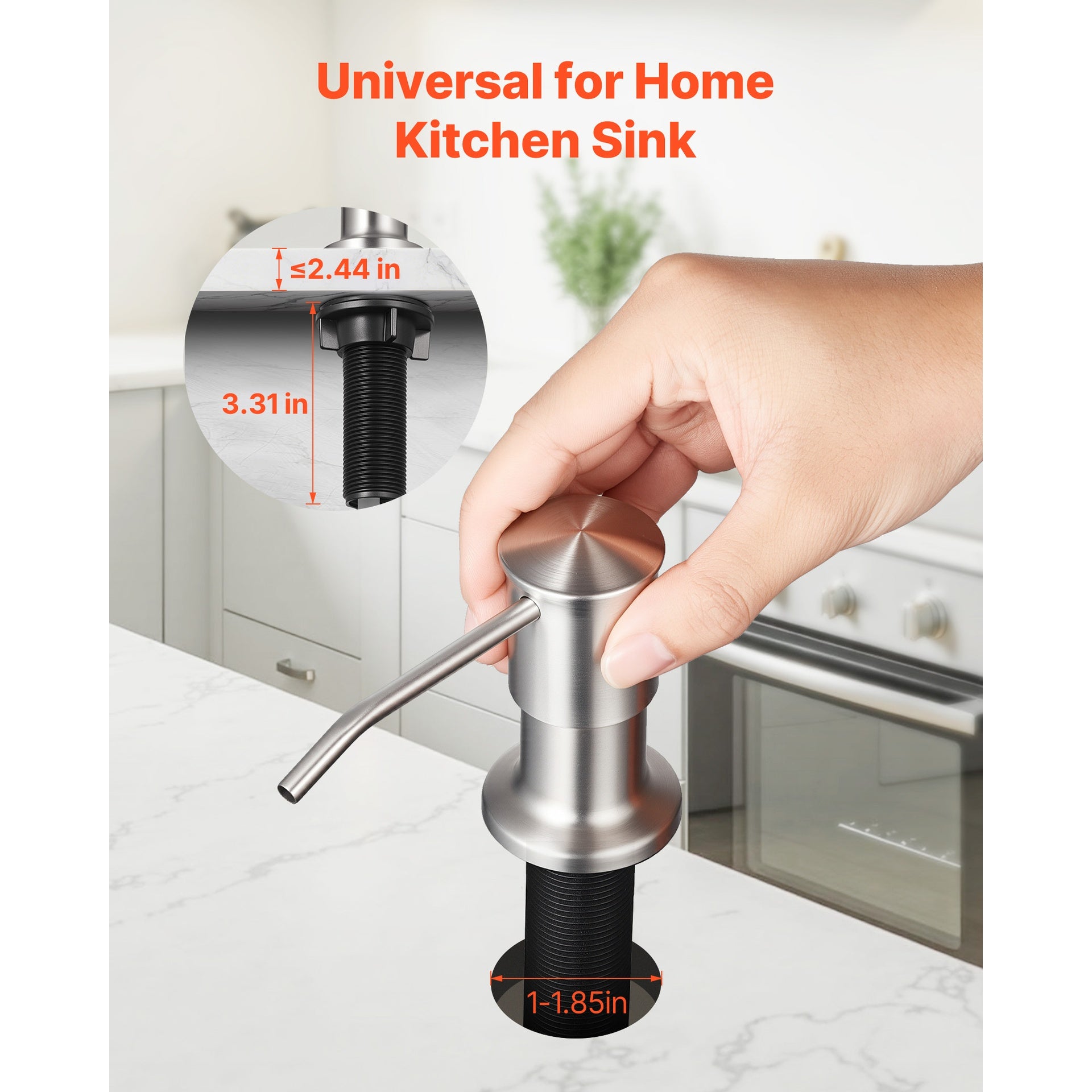 Built in Soap Dispenser for Kitchen Sink Stainless Steel Countertop Pump