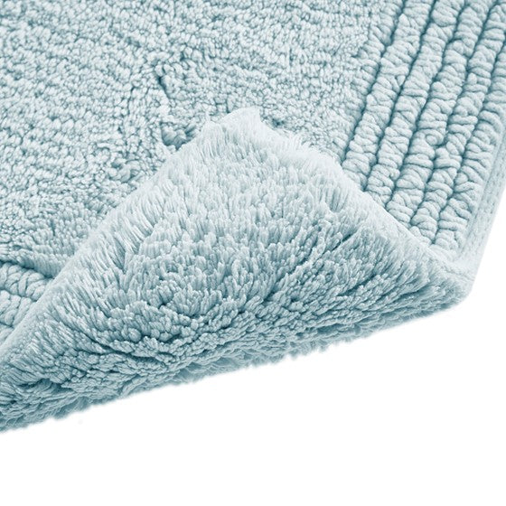 100% Cotton Tufted 3000 GSM Reversible Bath Rug Blue 21x34"
