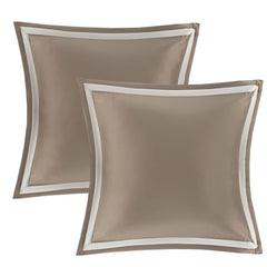 8 Piece Jacquard Comforter Set Tan/Ivory Queen