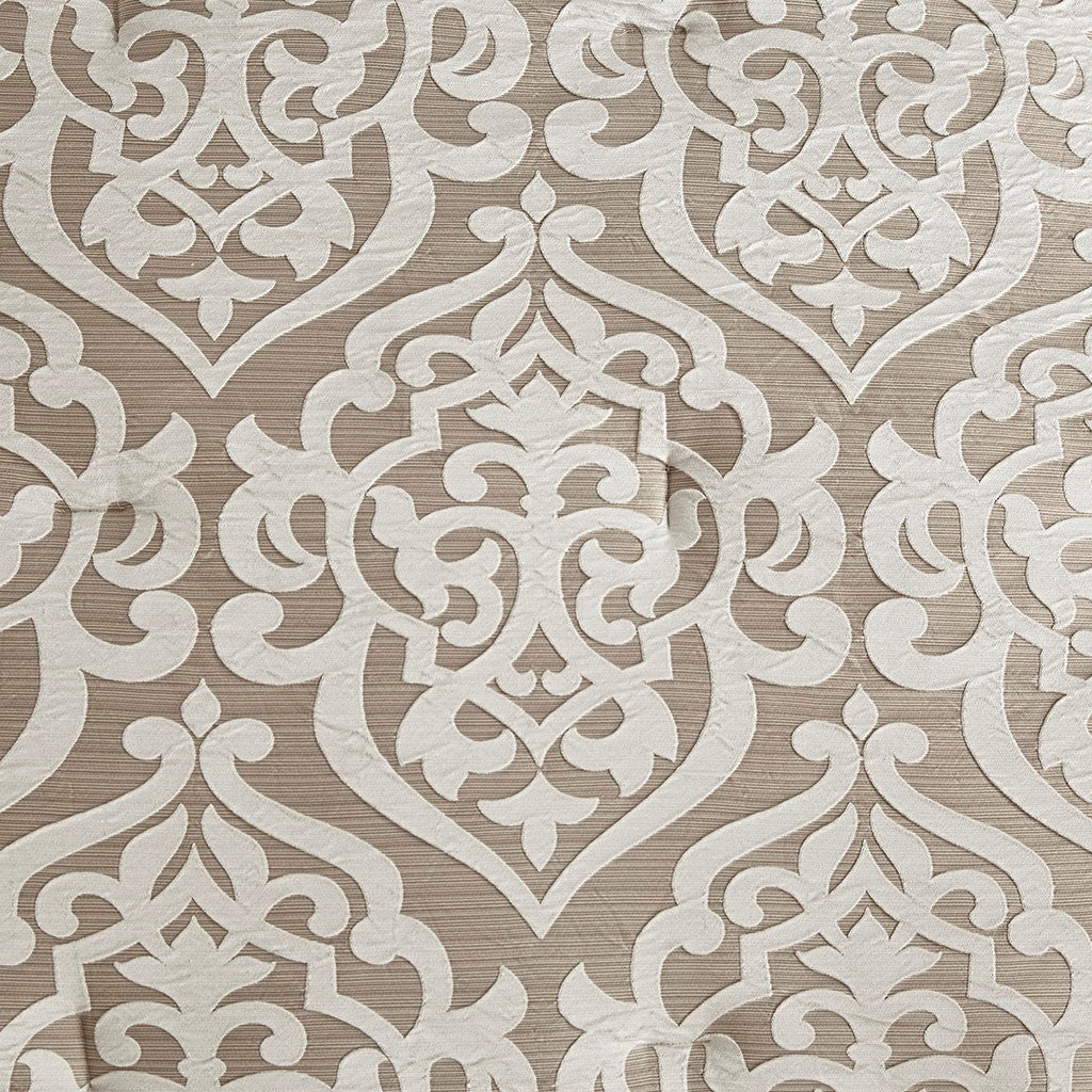 8 Piece Jacquard Comforter Set Tan/Ivory Queen
