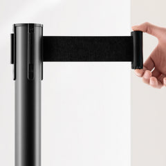 Stanchion Post, 8 Pcs Stanchions with Retractable Belts, Carbon Steel Black Stanchions Queue with Sand Injection Hollow Base, Crowd Control Barriers for Theaters, Parties, Weddings, Exhibitions