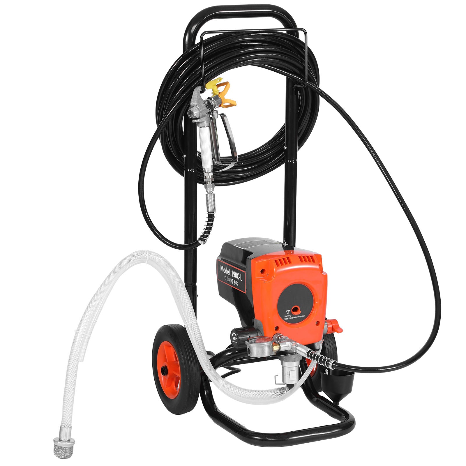 Stand Airless Paint Sprayer, 900W, 3300PSI High Pressure Airless Sprayer with Cart, Cleaning Brush, Hose, Extension Rod, Nozzles, Electric Spray Paint Machine for Interior or Exterior of House
