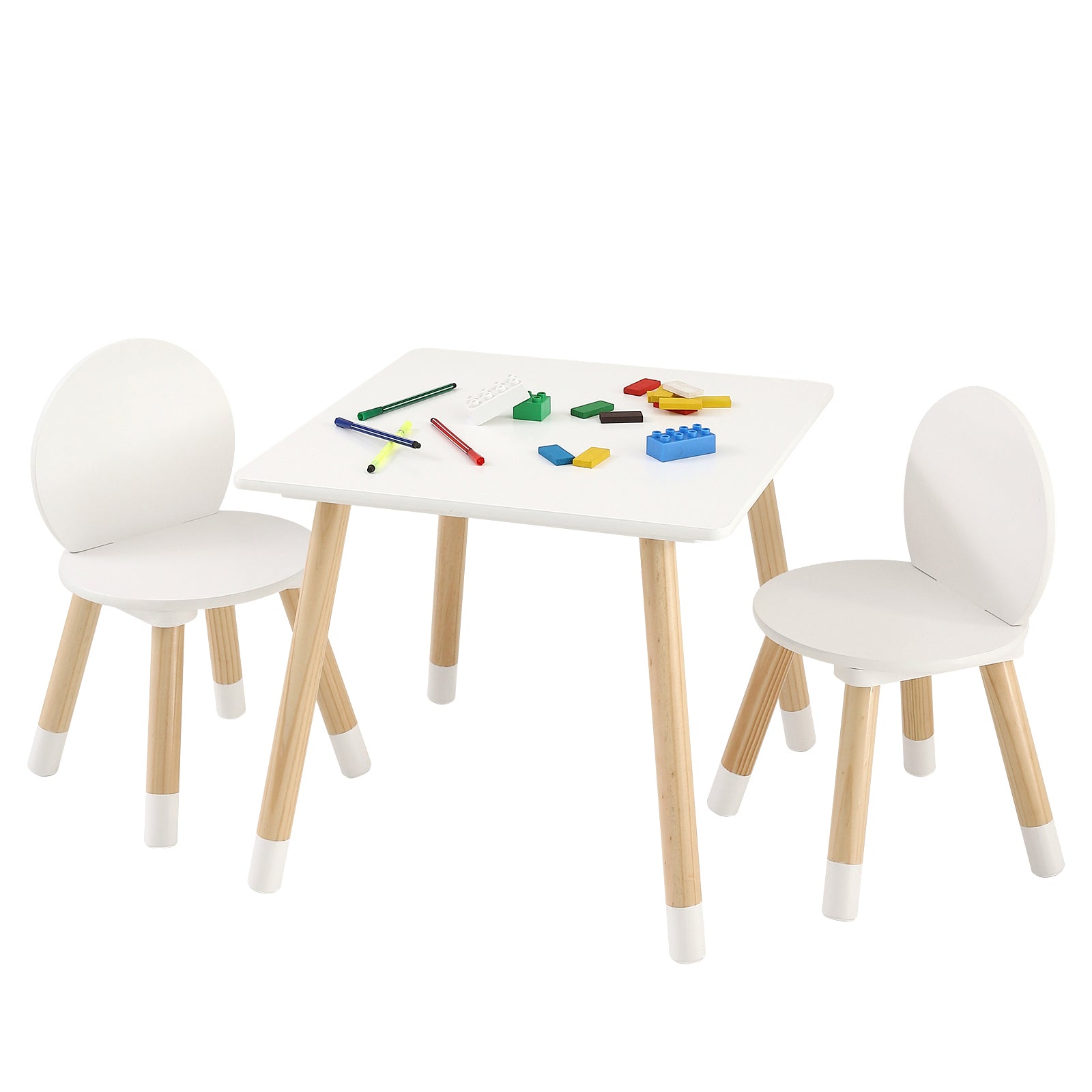 Kids Table and 2 Chairs Set, Toddler Table and Chair Set, Children Multi-Activity Table for Art, Craft, Reading, Learning, 1 Table and 2 Chairs