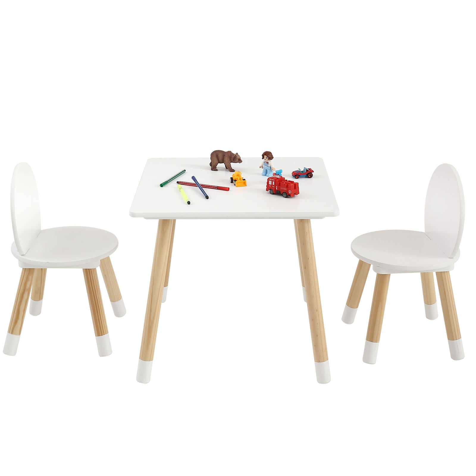 Kids Table and 2 Chairs Set, Toddler Table and Chair Set, Children Multi-Activity Table for Art, Craft, Reading, Learning, 1 Table and 2 Chairs