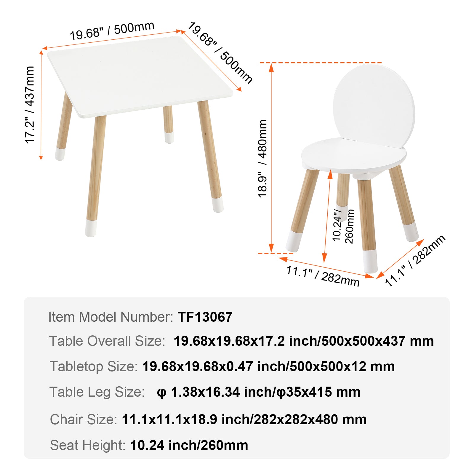 Kids Table and 2 Chairs Set, Toddler Table and Chair Set, Children Multi-Activity Table for Art, Craft, Reading, Learning, 1 Table and 2 Chairs
