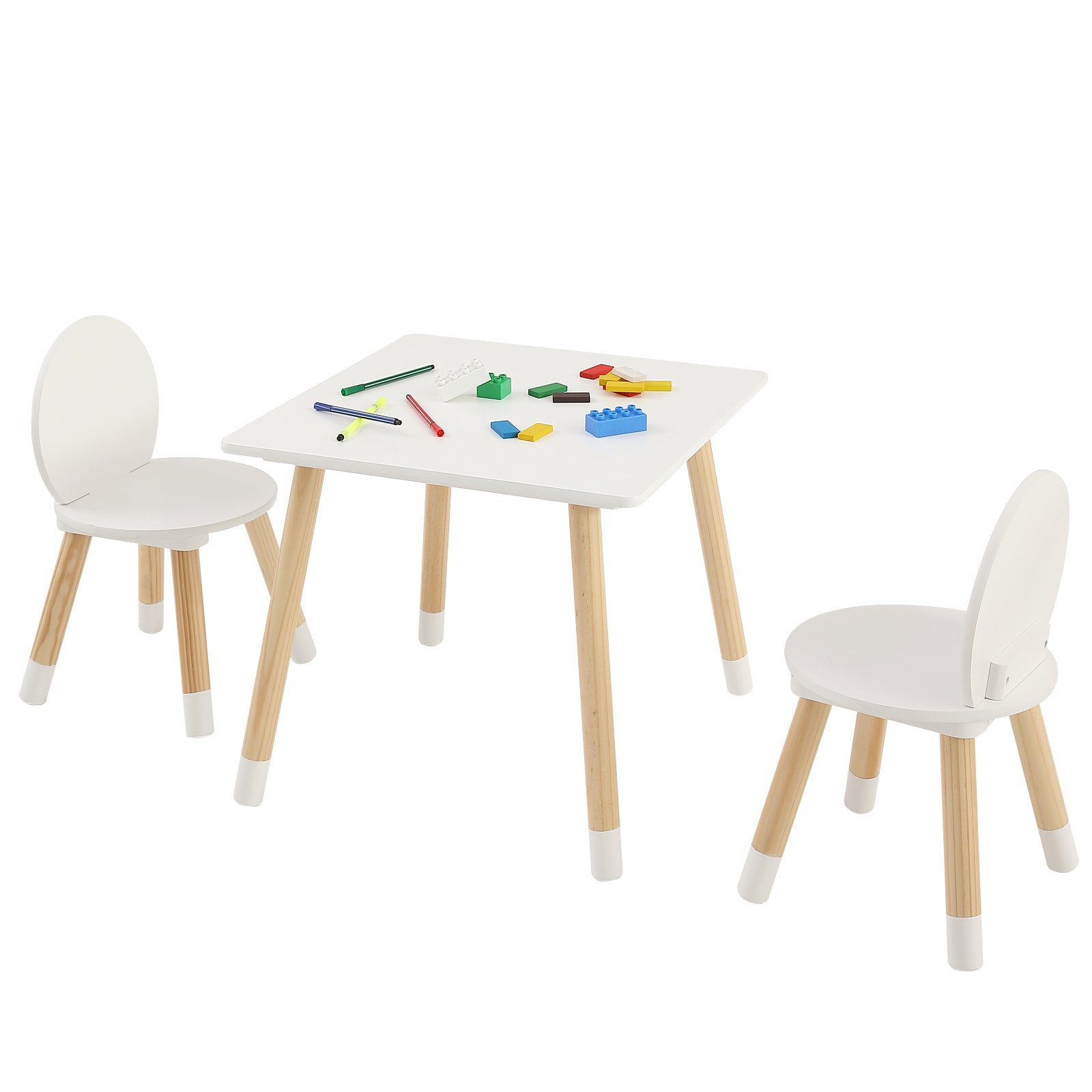 Kids Table and 2 Chairs Set, Toddler Table and Chair Set, Children Multi-Activity Table for Art, Craft, Reading, Learning, 1 Table and 2 Chairs