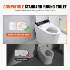 Raised Toilet Seat, 3.5" Height Raised, 300 lbs Weight Capacity, for Standard Round Toilet, Aluminum Handrail, with EVA Armrest Padding, for Elderly, Handicap, Patient, Pregnant, Medical