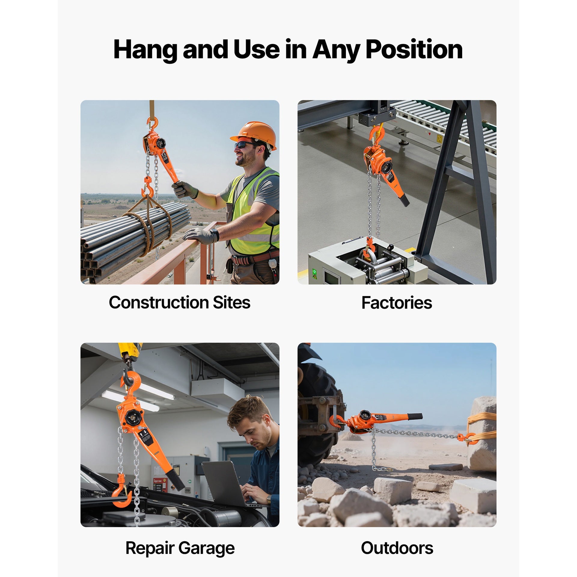 Manual Lever Chain Hoist, 3T 6600LBS Capacity Heavy Duty Come Along, 20FT Lift G80 Alloy Steel Chain With Dual Pawl Mechanical Brake,360°Rotating Hooks, for Warehouse Construction Garage