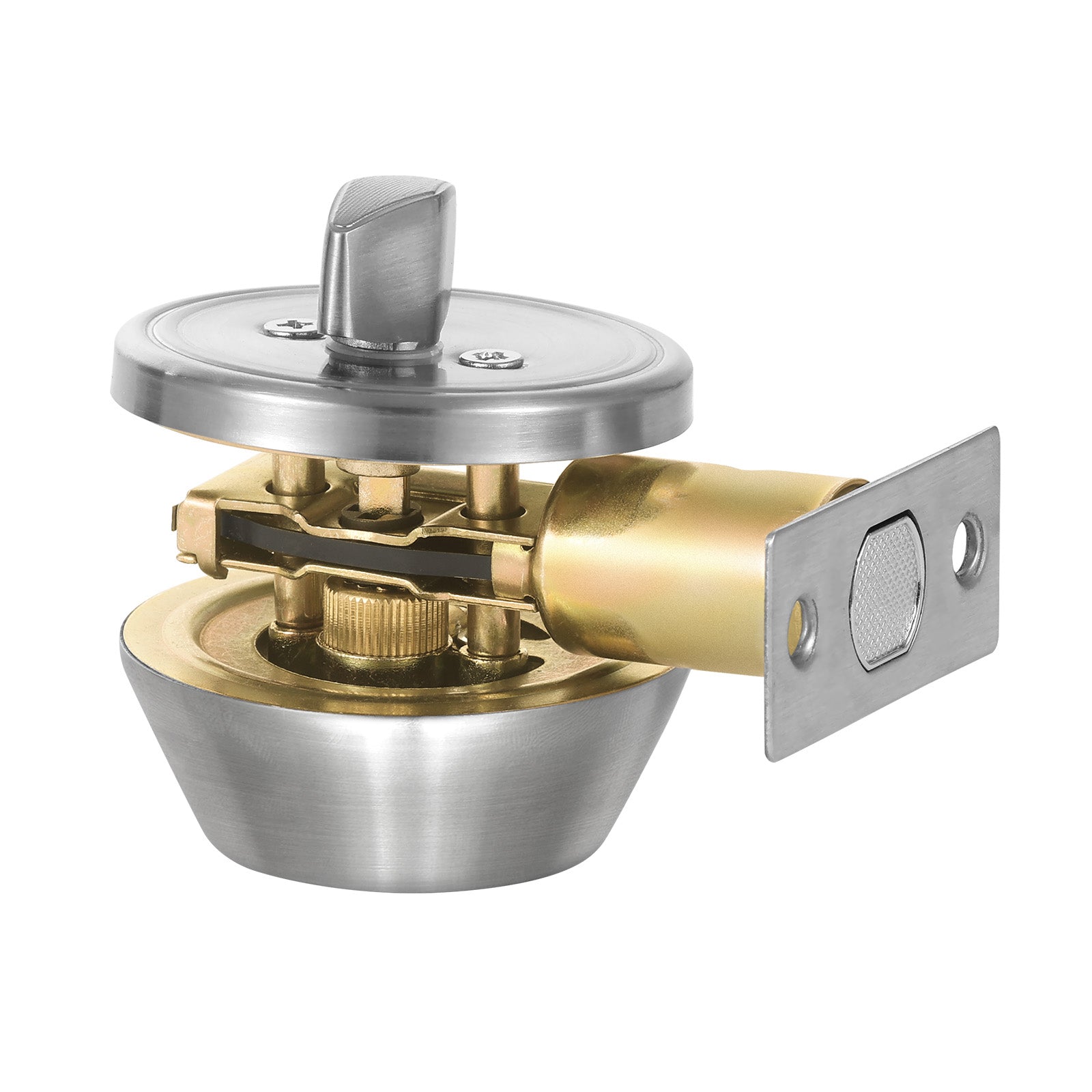 Deadbolt Lock Round Single Cylinder Dead Bolt Keyed 1 Side Satin Nickel 3 Keys