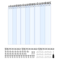 Clear PVC Strip Curtain, 84 in Height x 36 in Width x 0.08 in Thickness, 6 PCS Walk in Freezer Cooler Curtain Strips, Thermal Insulating Plastic Door Strips for Warehouse, Freezer, Garage Doors