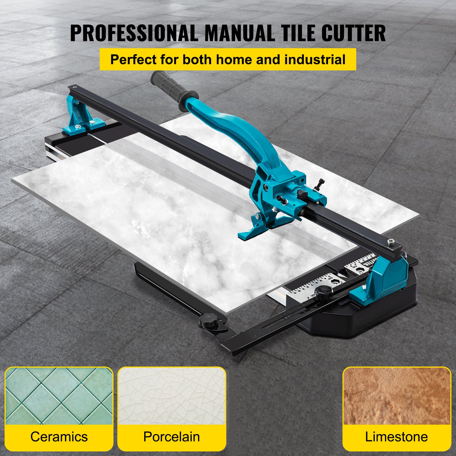 Tile Cutter, 48 Inch Manual Tile Cutter, Tile Cutter Tools w/ Single Rail & Double Brackets, 3/5 in Cap w/Precise Laser Guide, Snap Tile Cutter for Precision Cutting Porcelain Tiles Industry