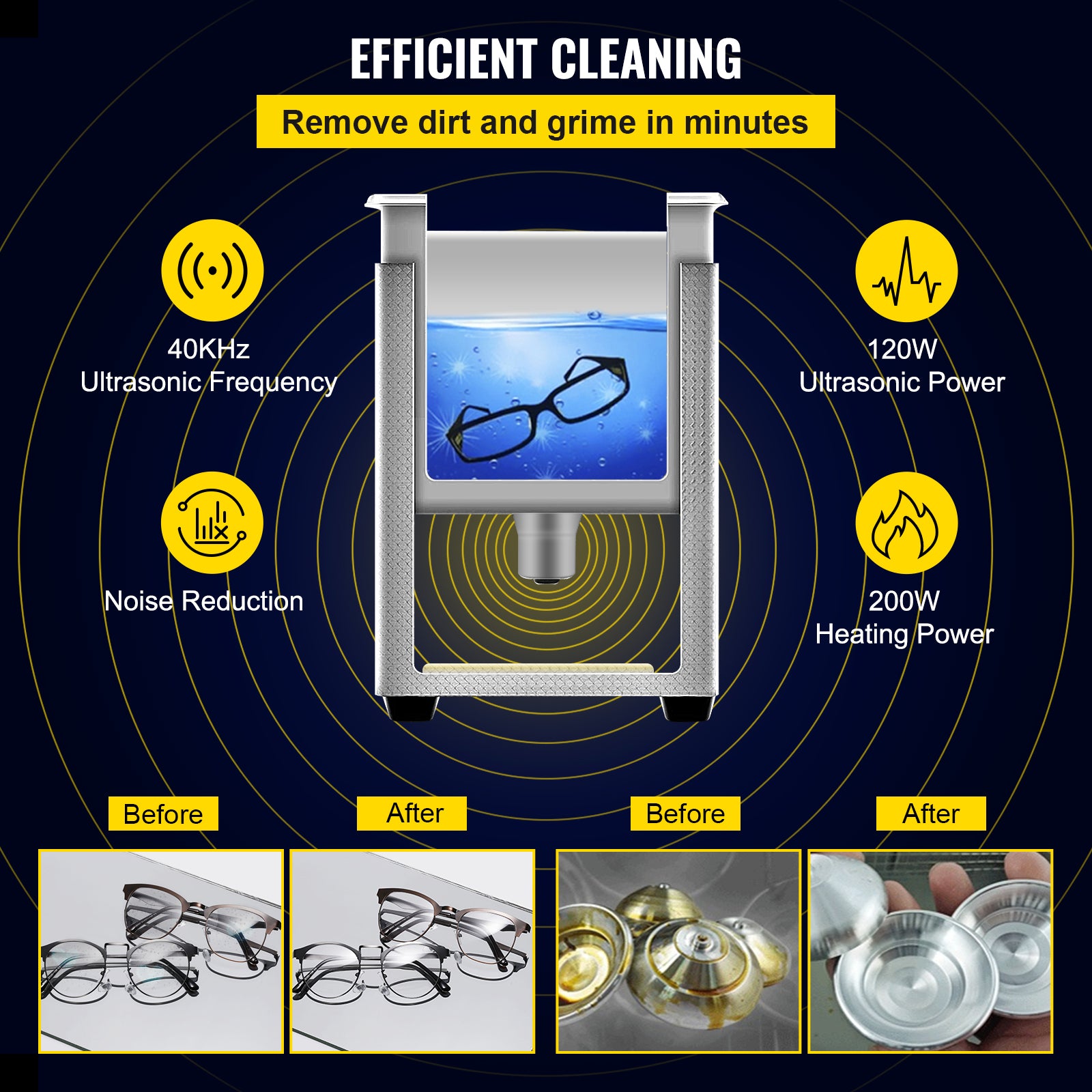 3L Upgraded Ultrasonic Cleaner (200W Heater,120W Ultrasonic) Professional Digital Lab Ultrasonic Parts Cleaner with Heater Timer for Jewelry Glasses Parts Cleaning
