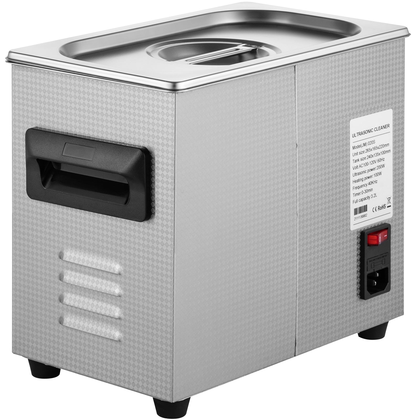 3L Upgraded Ultrasonic Cleaner (200W Heater,120W Ultrasonic) Professional Digital Lab Ultrasonic Parts Cleaner with Heater Timer for Jewelry Glasses Parts Cleaning