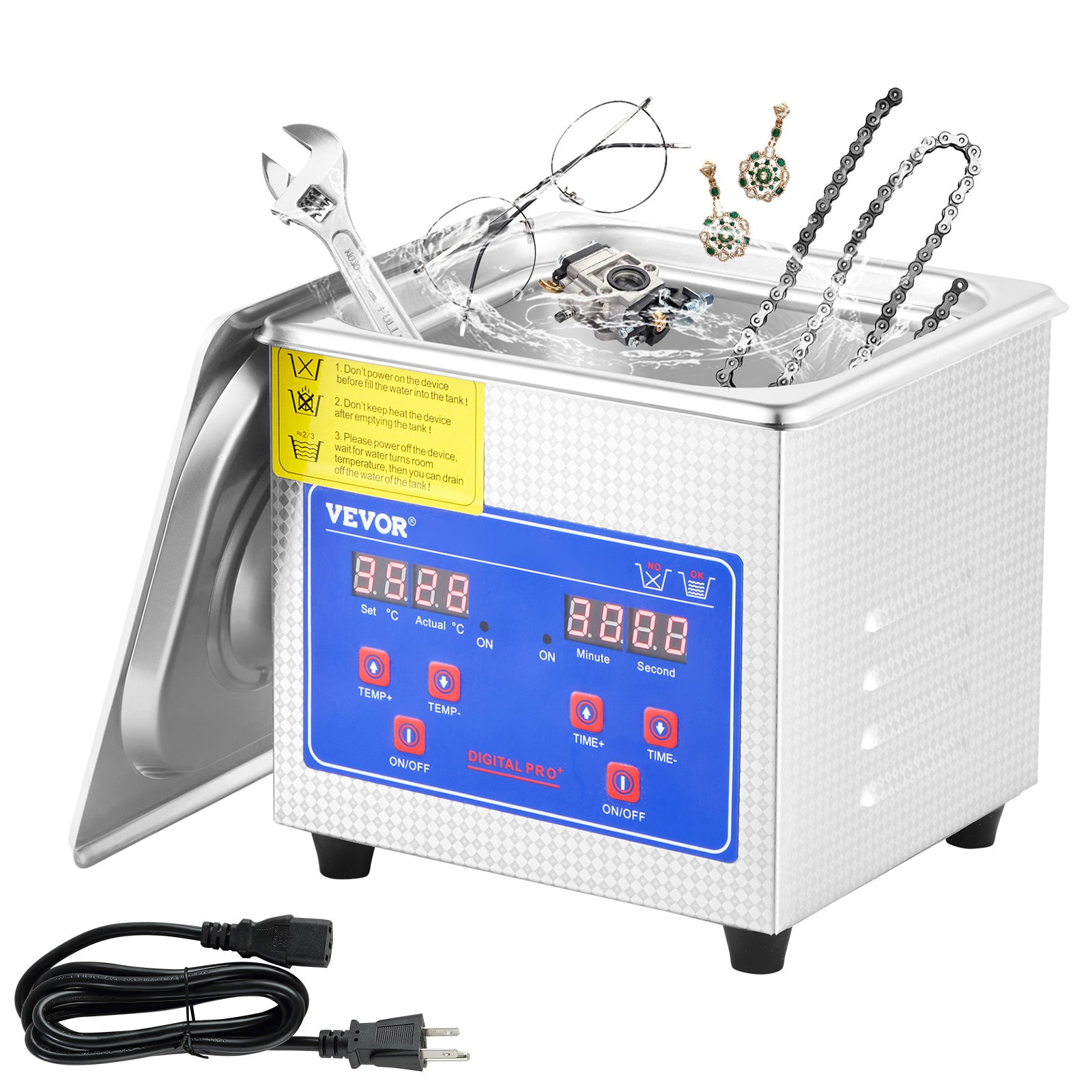 Ultrasonic Cleaner 1.3L Professional Ultrasonic Cleaner with Digital Timer 40kHz Excellent Ultrasonic Cleaning Machine 110V for Jewelry Watch Ring Coin Diamond Eyeglasses Small Parts Cleaning