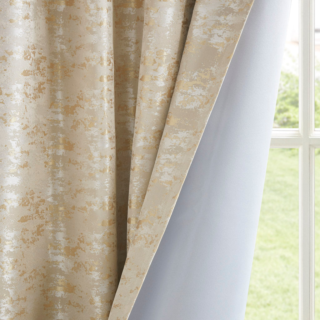 Jacquard Lined Total Blackout Rod Pocket/Back Tab Curtain Panel(Only 1 Pc Panel)