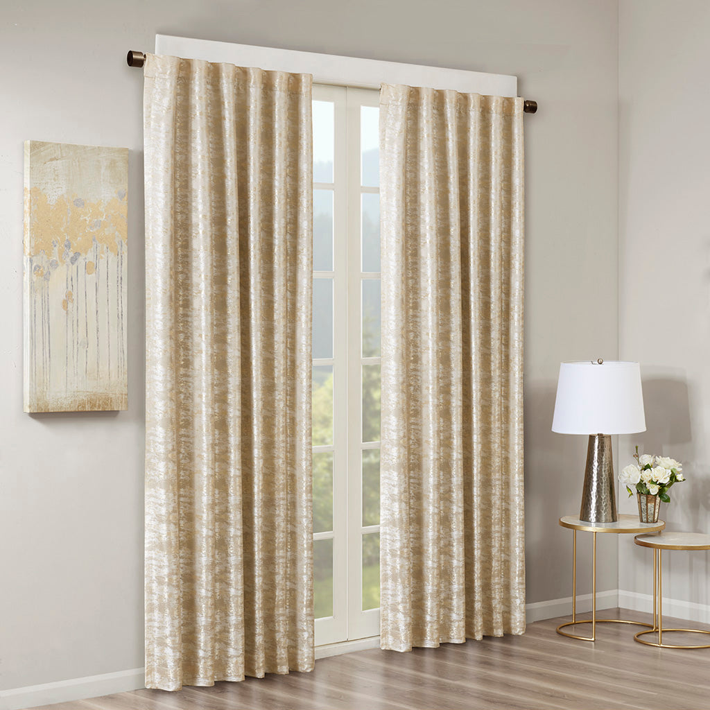 Jacquard Lined Total Blackout Rod Pocket/Back Tab Curtain Panel(Only 1 Pc Panel)
