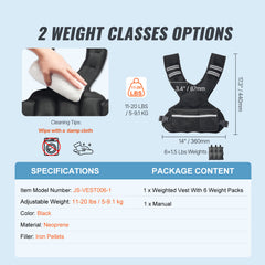 11-20lb Adjustable Weighted Vest for Men Women Strength Training Running