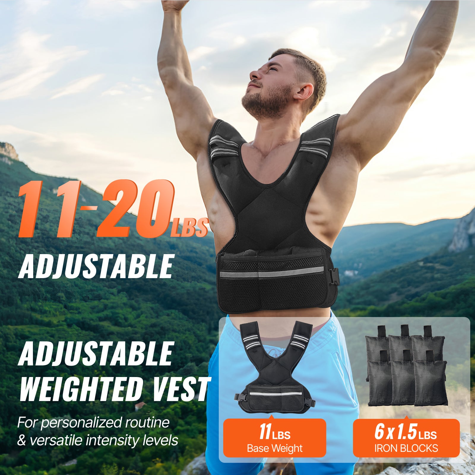 11-20lb Adjustable Weighted Vest for Men Women Strength Training Running