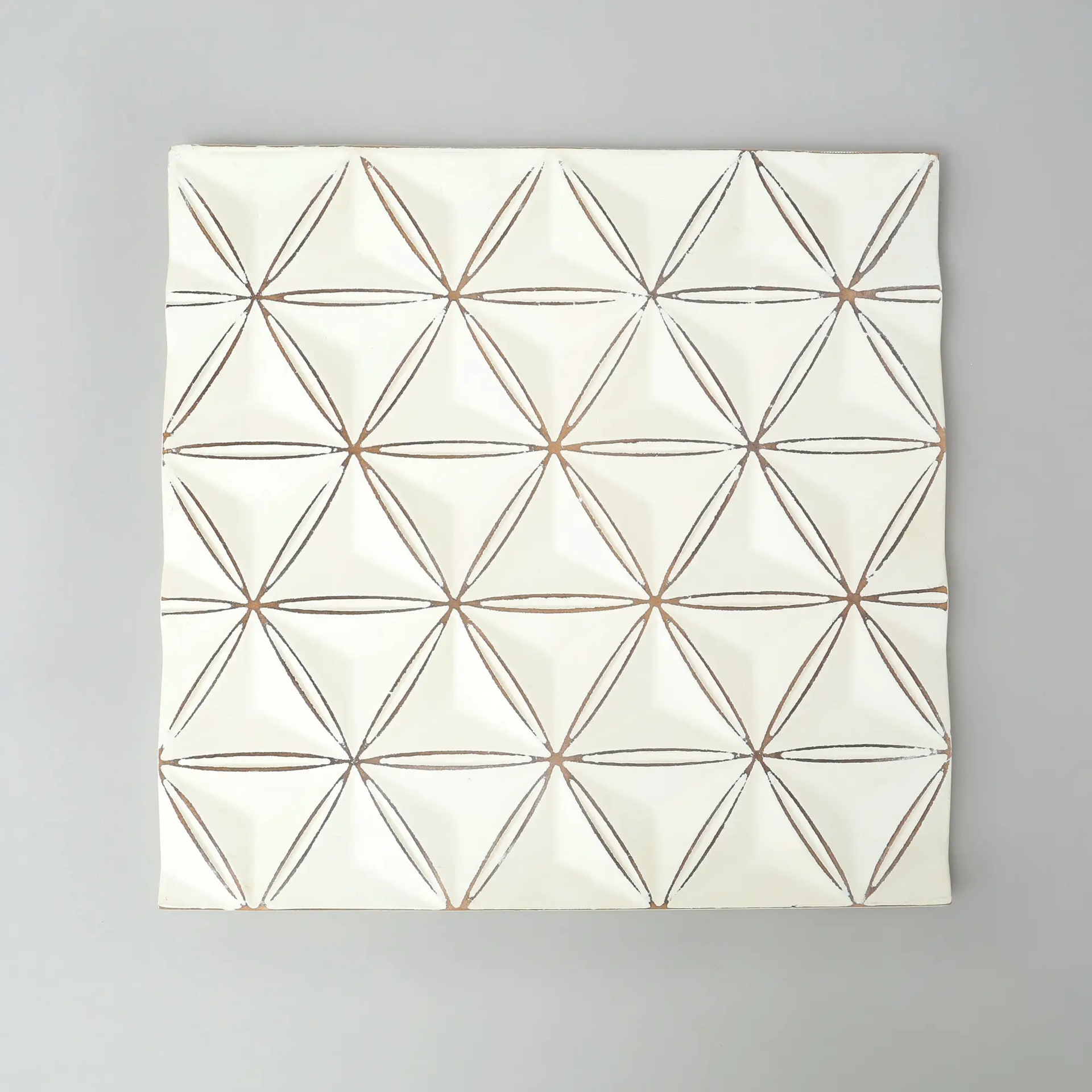 White Square Shape Handcrafted MDF Wall Decor – 16"x16" Elegant Home Accent