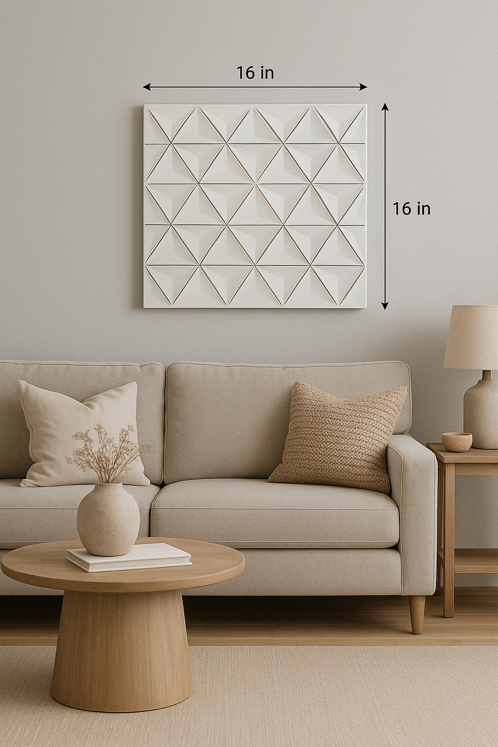 White Square Shape Handcrafted MDF Wall Decor – 16"x16" Elegant Home Accent