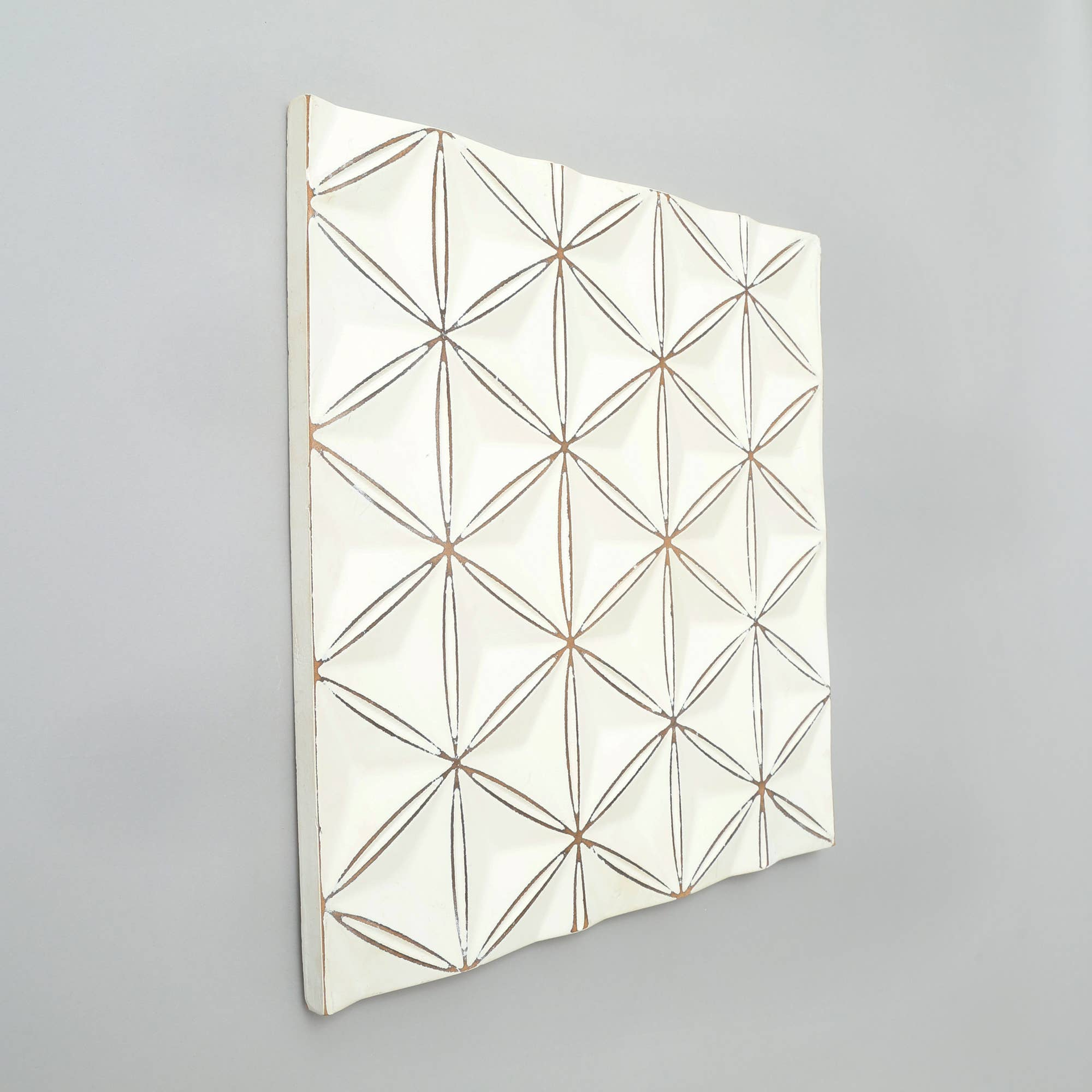 White Square Shape Handcrafted MDF Wall Decor – 16"x16" Elegant Home Accent