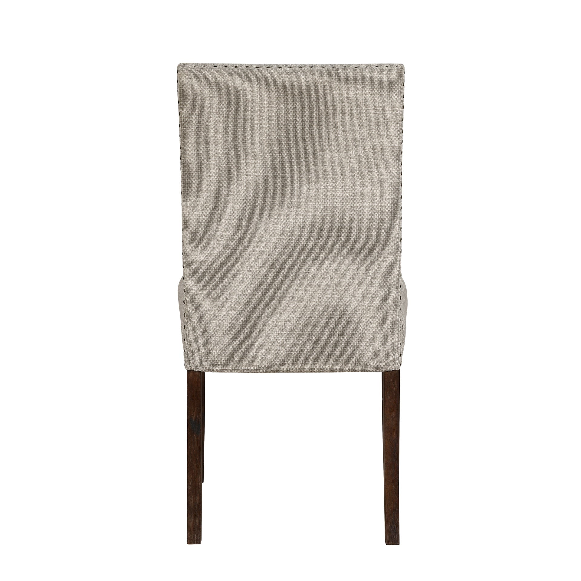Taupe Brown Dining Chairs Set of 2, Full Upholstered Comfort Seat Back Nailhead Trim Wooden Dining Furniture