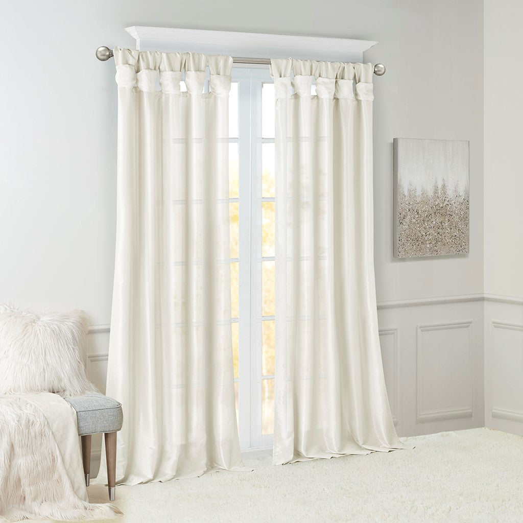 Twist Tab Lined Window Curtain Panel White 50x108"