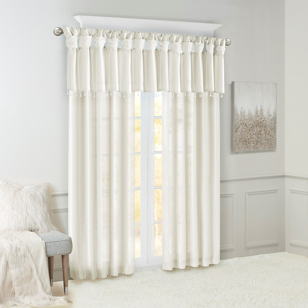Twist Tab Lined Window Curtain Panel White 50x108"