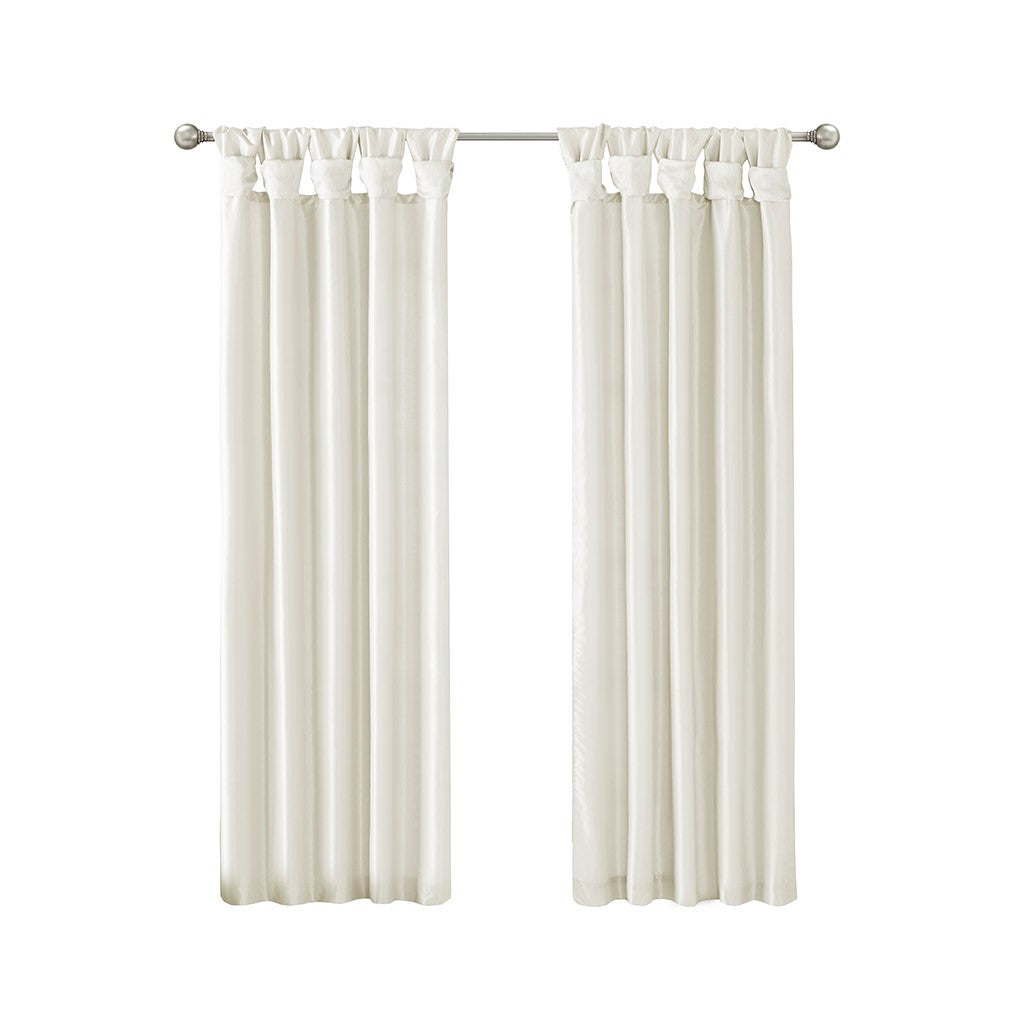 Twist Tab Lined Window Curtain Panel White 50x108"