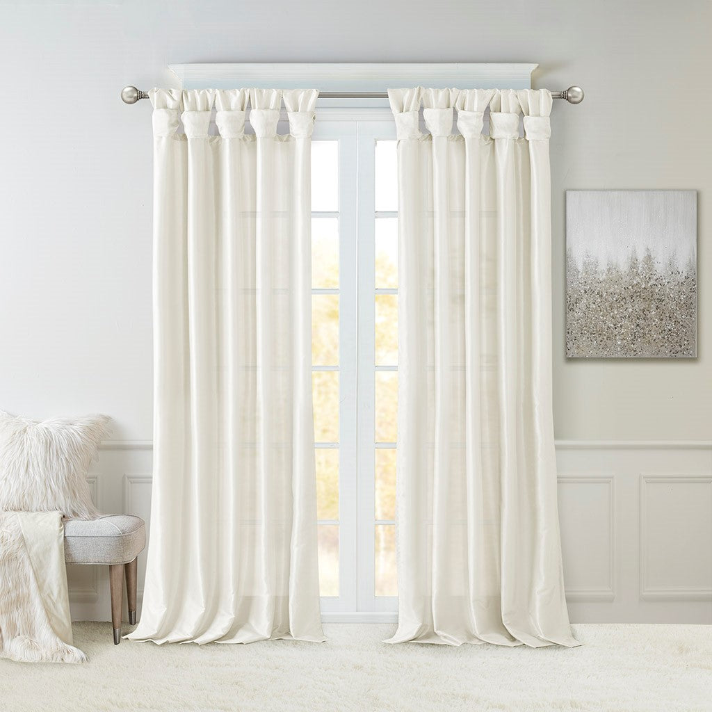 Twist Tab Lined Window Curtain Panel White 50x108"