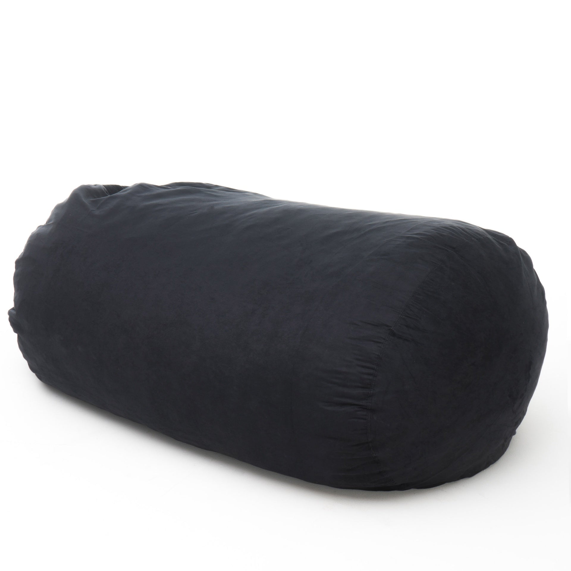 Lara 6.5 Foot Suede Cylindrical Bean Bag, Black