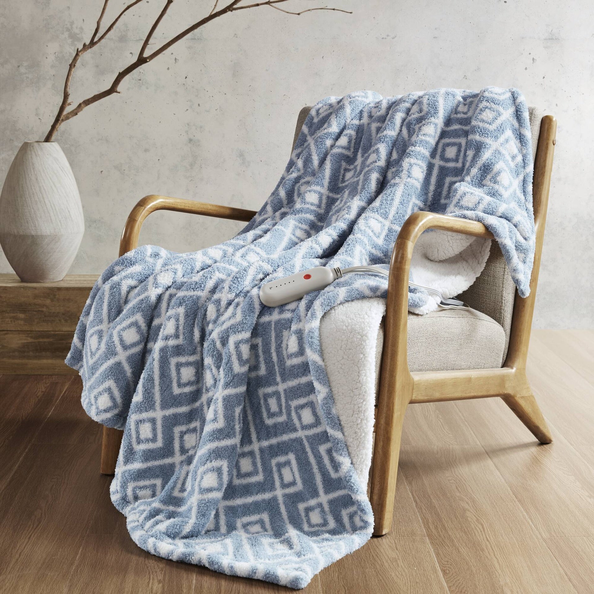 1 PCS 50x60" Dream Soft Heated Throw Blue Geo