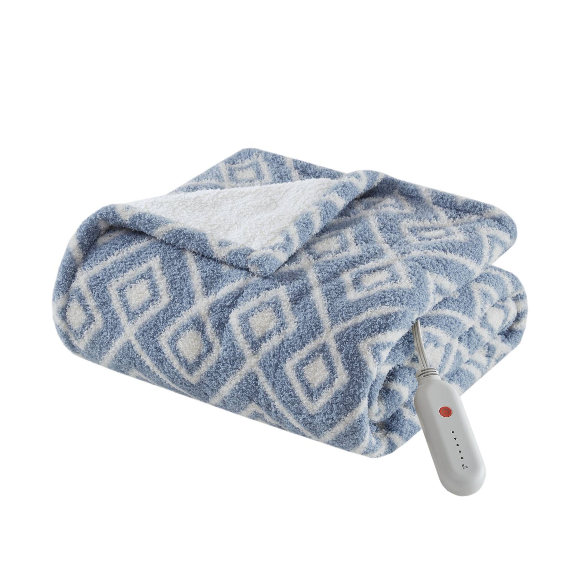 1 PCS 50x60" Dream Soft Heated Throw Blue Geo