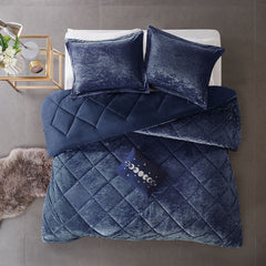 Full/Queen Velvet Comforter Set with Throw Pillow