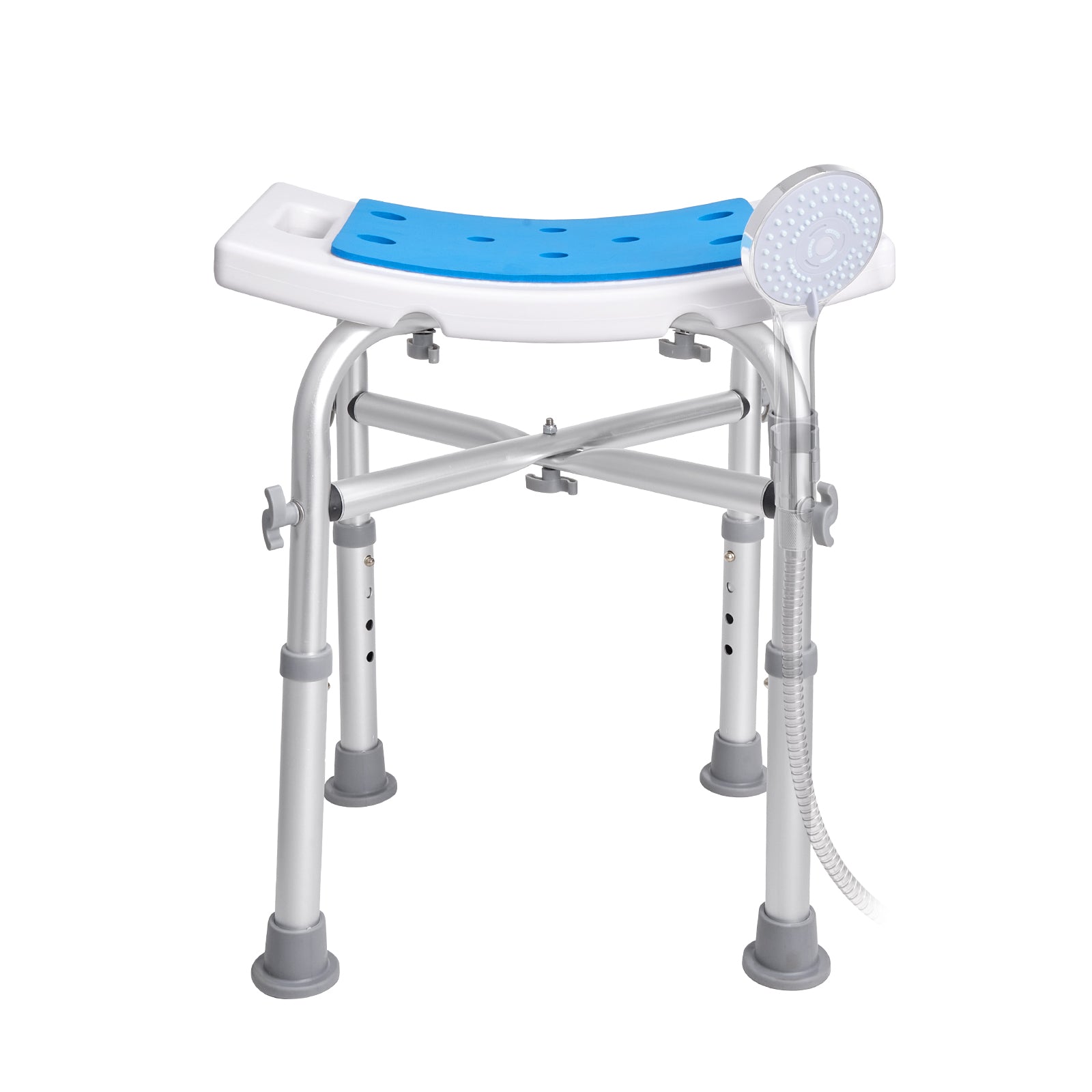 Shower Chair for Inside Shower, Adjustable Height Shower Stool with Crossbar Support, Shower Seat for Shower Tub, Non-Slip Bench Bathtub Stool Seat for Elderly Disabled Adults Handicap, 500 lbs