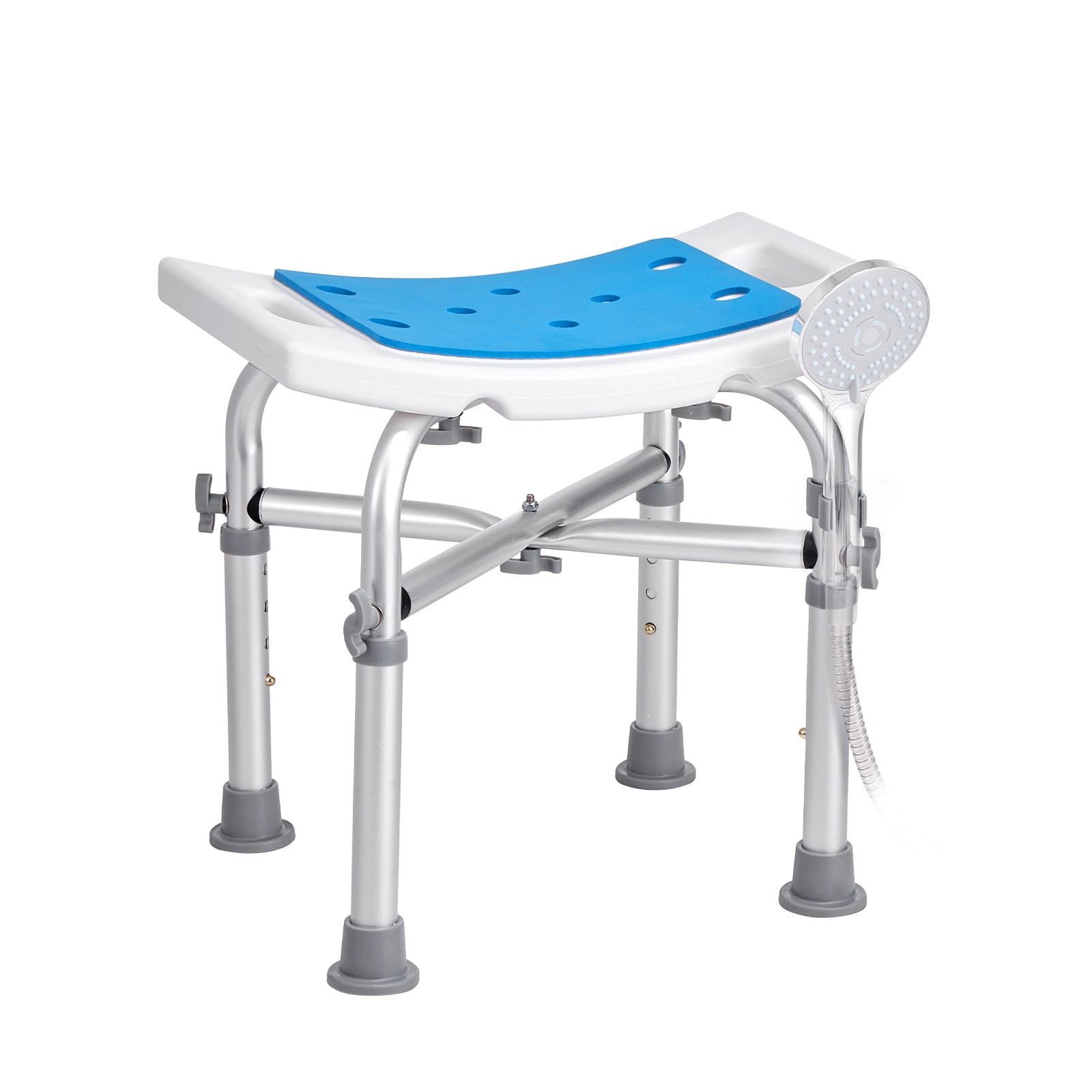 Shower Chair for Inside Shower, Adjustable Height Shower Stool with Crossbar Support, Shower Seat for Shower Tub, Non-Slip Bench Bathtub Stool Seat for Elderly Disabled Adults Handicap, 500 lbs