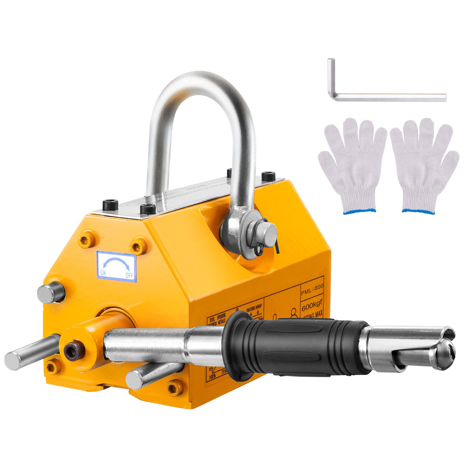 Magnetic Lifter, 1320 lbs/600kg Pulling Capacity, 2.5 Safety Factor, Steel and Neodymium, Lifting Magnet with Release, Permanent Lift Magnets, Heavy Duty Magnet for Hoist, Block, Shop Crane