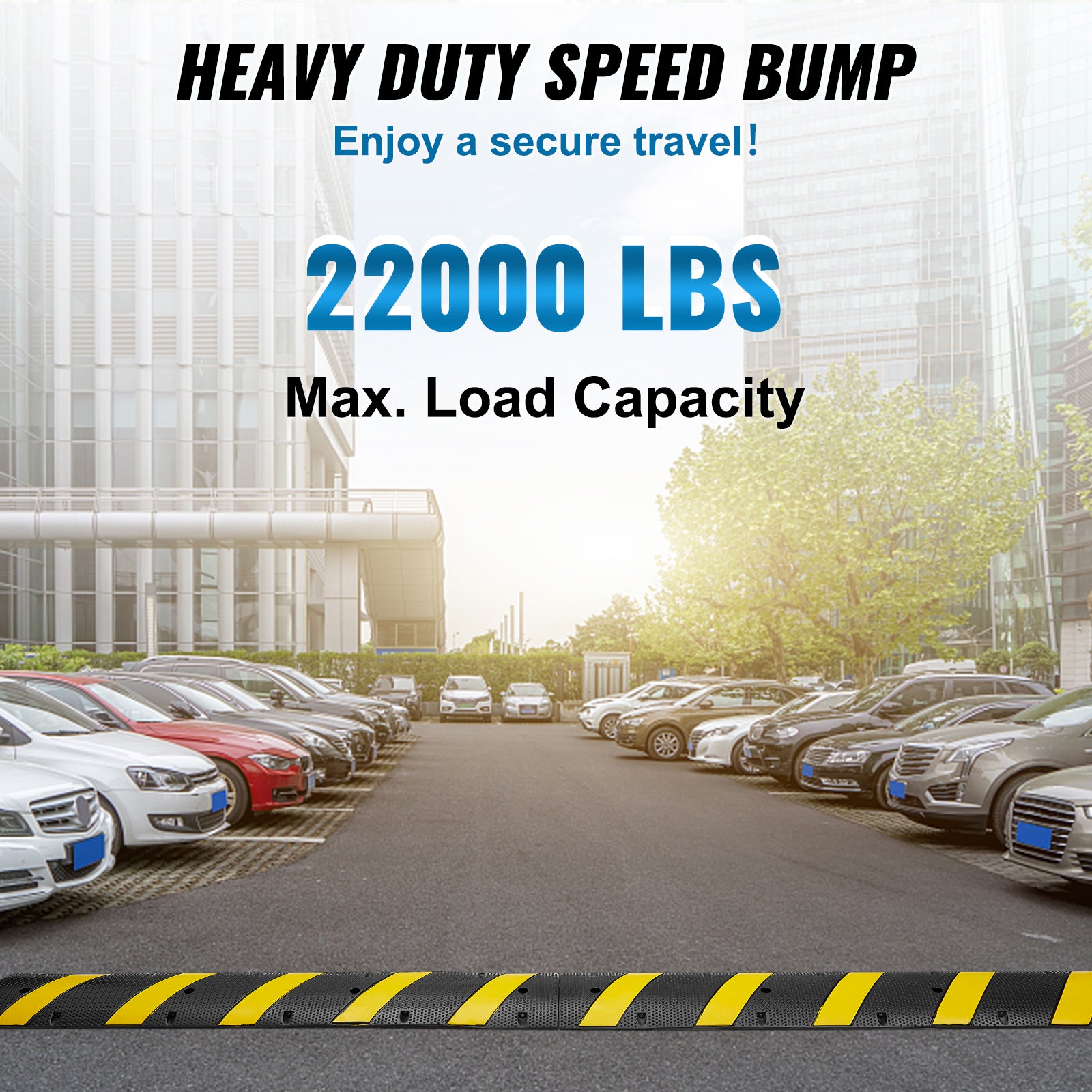 2 PCs 72'' Rubber Speed Bump 2 Channel 22000lbs Load Heavy Duty Speed Hump