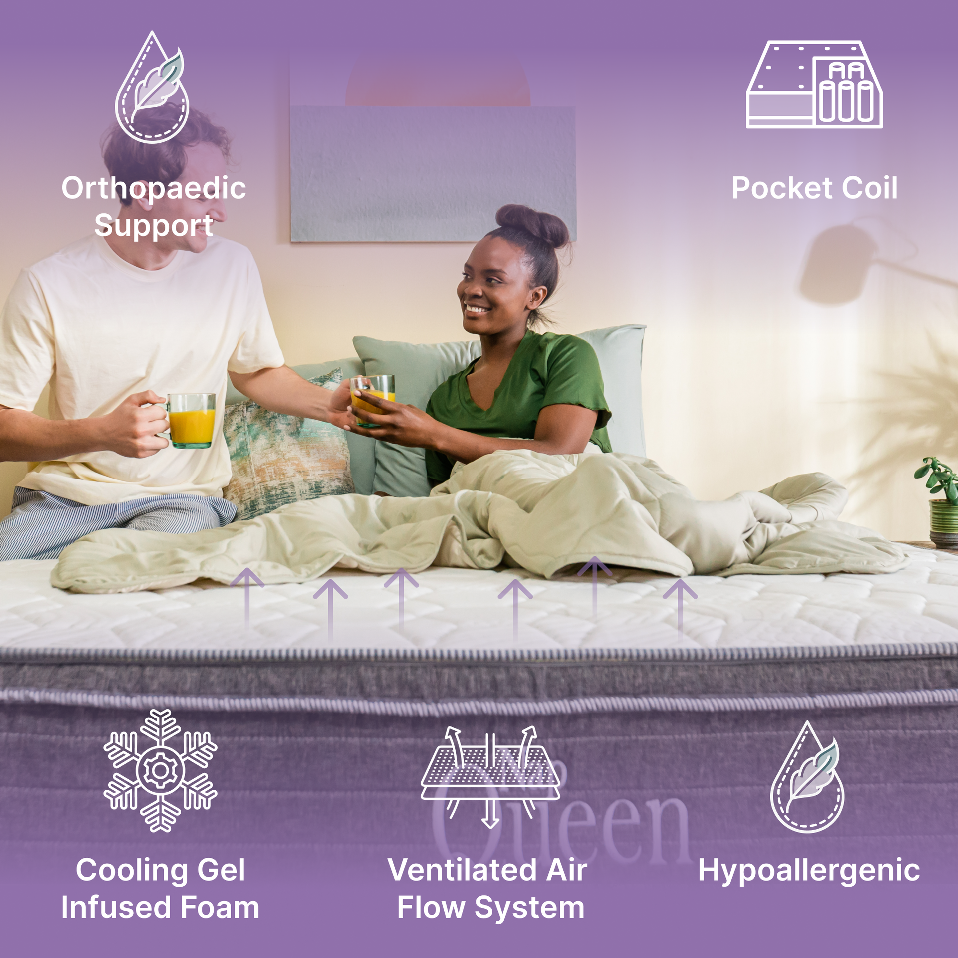 NapQueen Victoria 10 Inch Queen Cooling Gel Hybrid Mattress, CertiPUR-US Certified, Made in USA