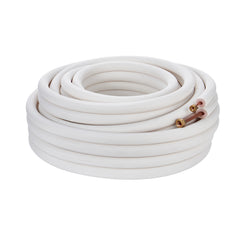 50FT Mini Split Line Set, 1/4" & 3/8" O.D Copper Pipes Tubing and Triple-Layer Insulation, for Mini Split Air Conditioning Refrigerant or Heating Pump Equipment & HVAC with Wrapping Strips.