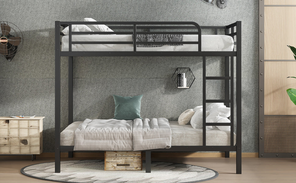 Metal Full over Full Bunk Bed for Teens and Adults,Space-Saving/Noise Reduced/No Box Spring Needed, Black