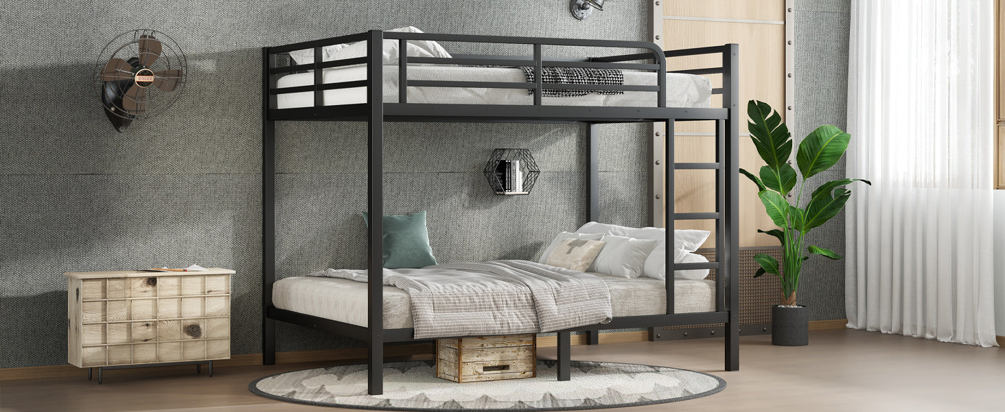 Metal Full over Full Bunk Bed for Teens and Adults,Space-Saving/Noise Reduced/No Box Spring Needed, Black