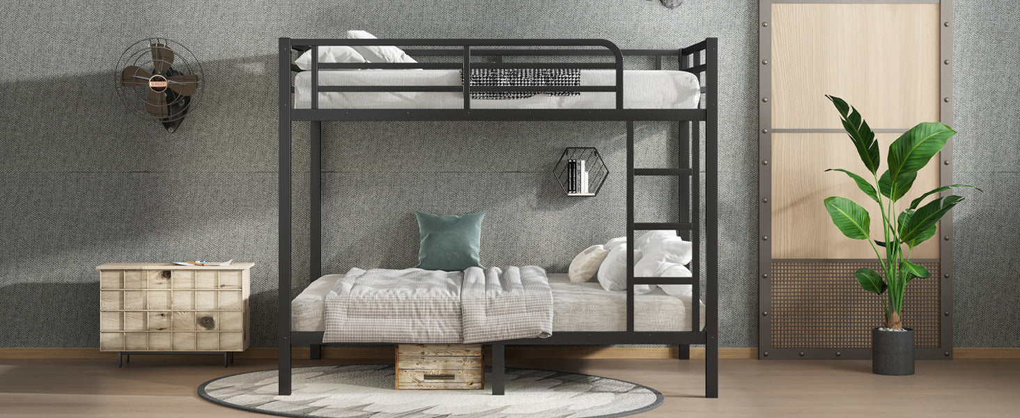 Metal Full over Full Bunk Bed for Teens and Adults,Space-Saving/Noise Reduced/No Box Spring Needed, Black