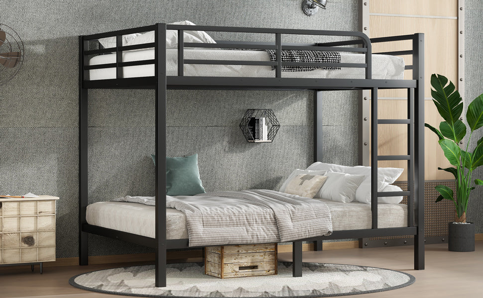 Metal Full over Full Bunk Bed for Teens and Adults,Space-Saving/Noise Reduced/No Box Spring Needed, Black