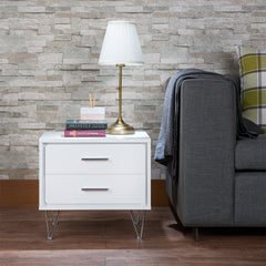 Deoss White Finish Accent Table