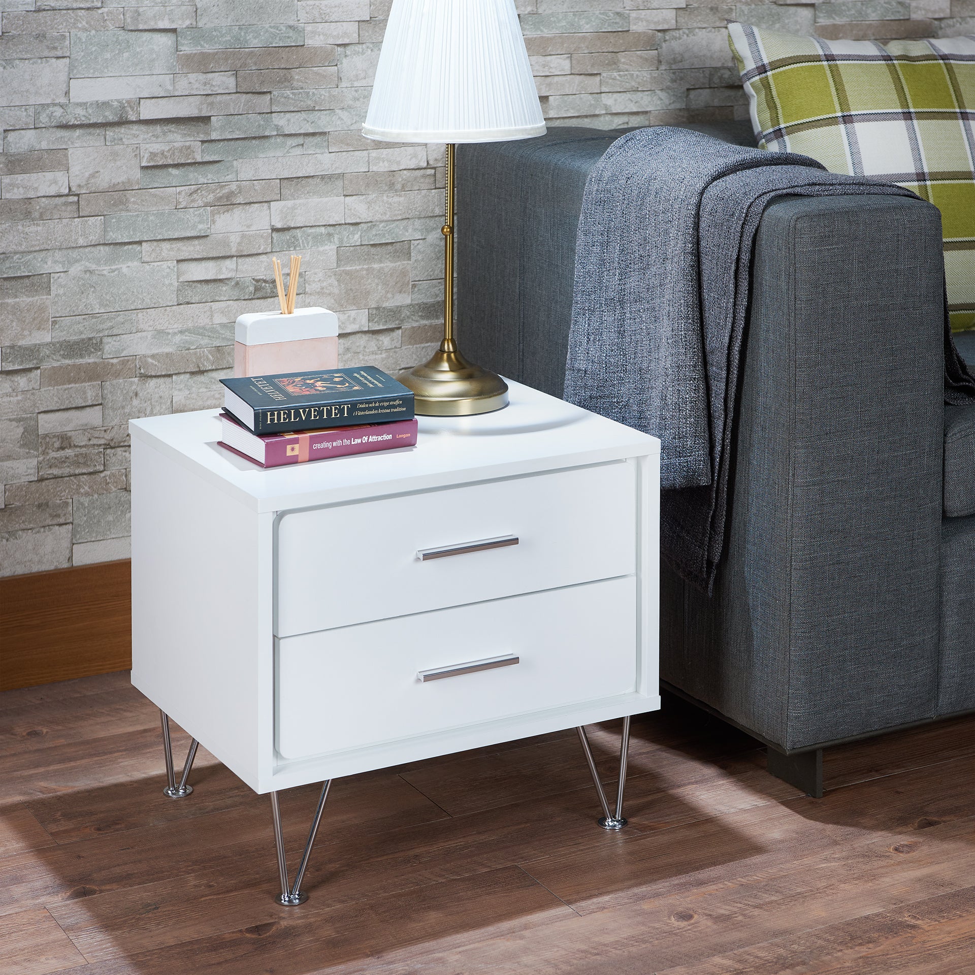 Deoss White Finish Accent Table