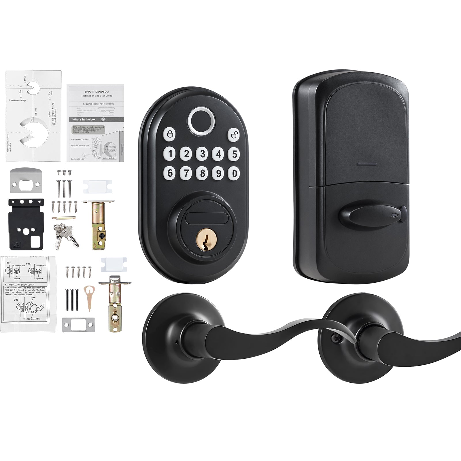 Fingerprint Door Lock with Level Handles Keyless Entry Door Lock Password