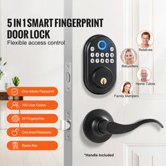 Fingerprint Door Lock with Level Handles Keyless Entry Door Lock Password