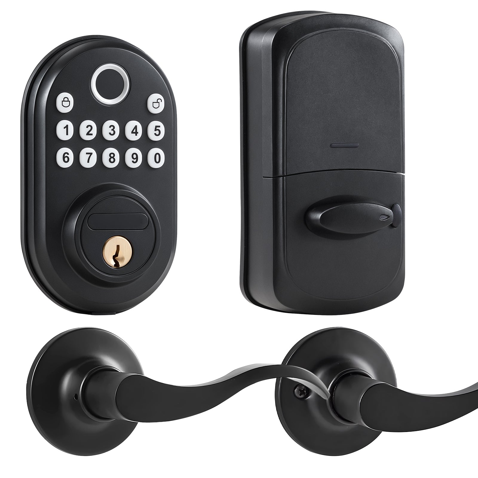 Fingerprint Door Lock with Level Handles Keyless Entry Door Lock Password