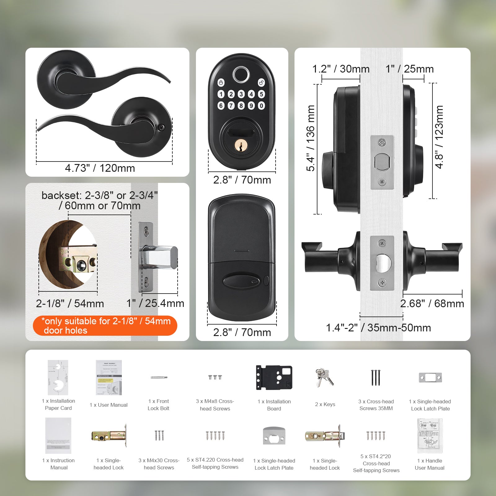 Fingerprint Door Lock with Level Handles Keyless Entry Door Lock Password